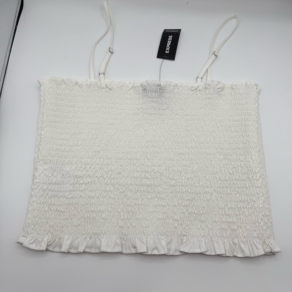 Express While Smocked Cropped Cami Sleeveless Spaghetti Straps Women’s Small NWT - Picture 4 of 10